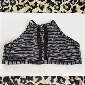 NWT Time and Tru Black and White Patterned Bathing Suit/Halter Top- size 3X